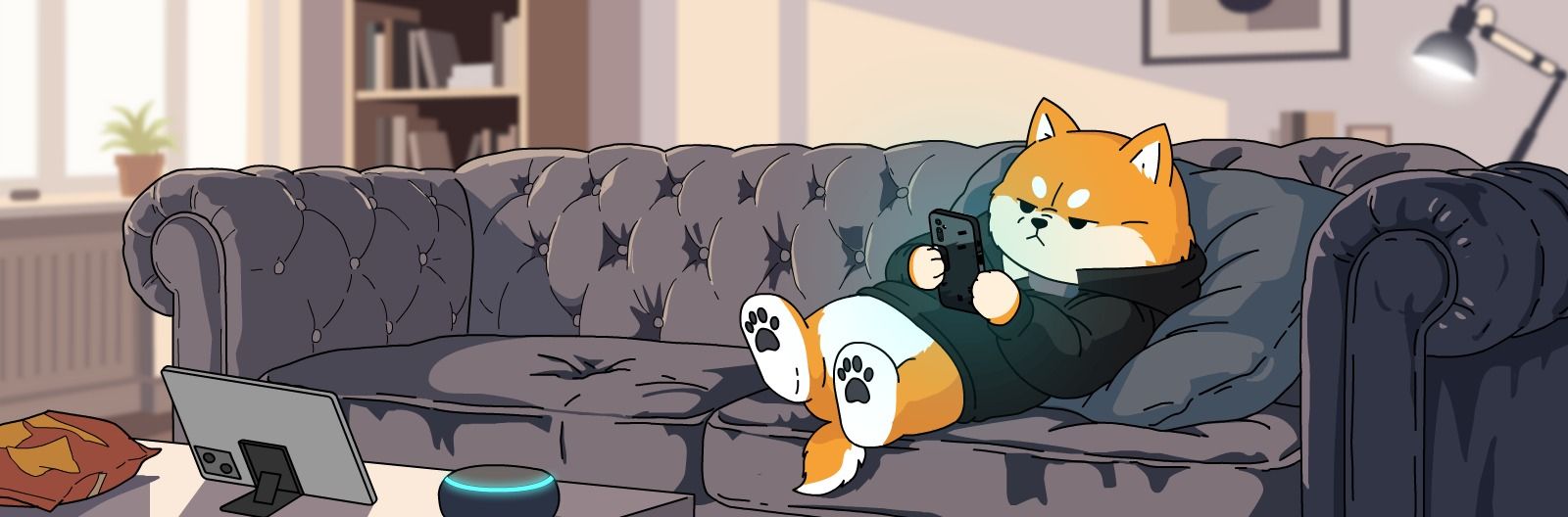 Sagasu relaxing on his sofa